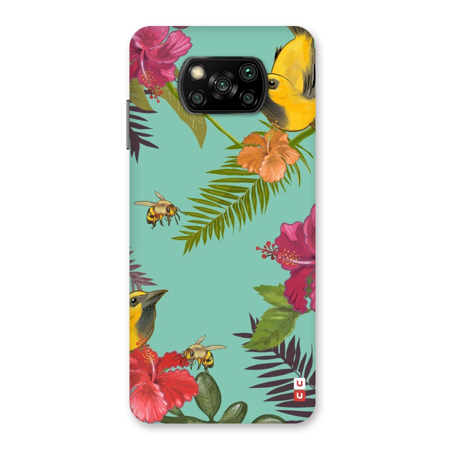 Flower Bird and Bee Back Case for Poco X3