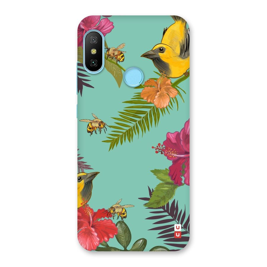Flower Bird and Bee Back Case for Redmi 6 Pro