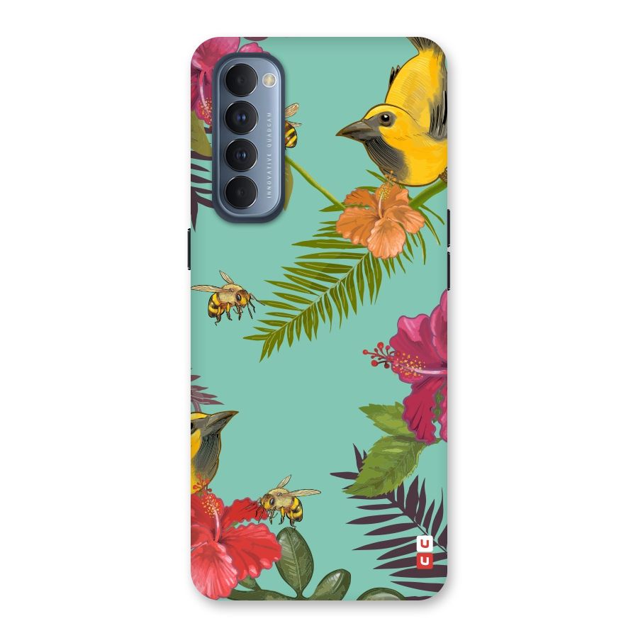 Flower Bird and Bee Back Case for Reno4 Pro