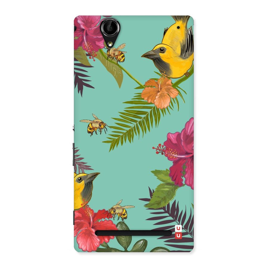 Flower Bird and Bee Back Case for Sony Xperia T2