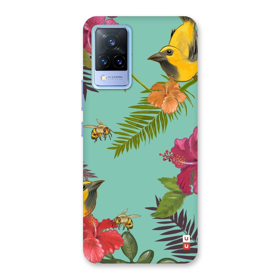 Flower Bird and Bee Back Case for Vivo V21 5G