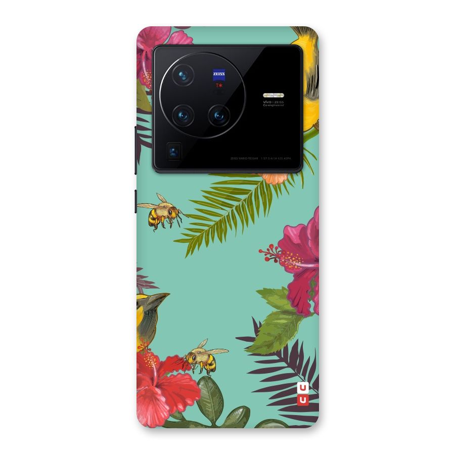 Flower Bird and Bee Back Case for Vivo X80 Pro