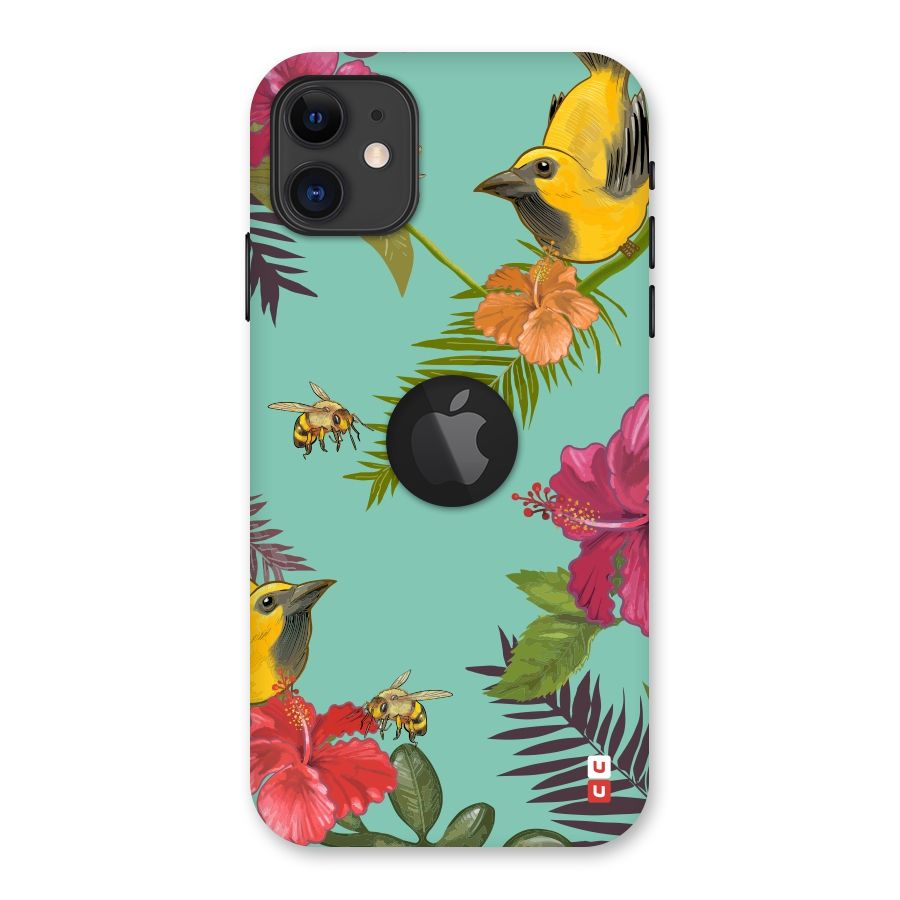 Flower Bird and Bee Back Case for iPhone 11 Logo Cut