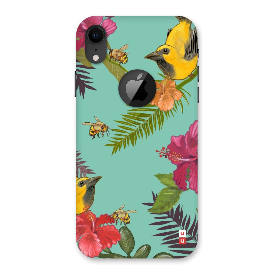 Flower Bird and Bee Back Case for iPhone XR Logo Cut