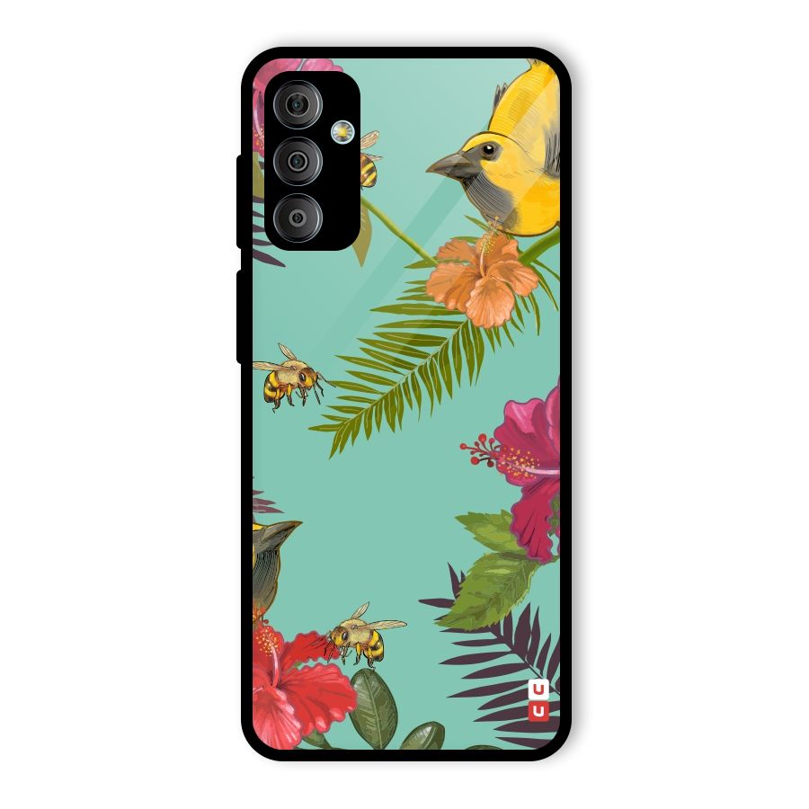 Flower Bird and Bee Glass Back Case for Galaxy F23