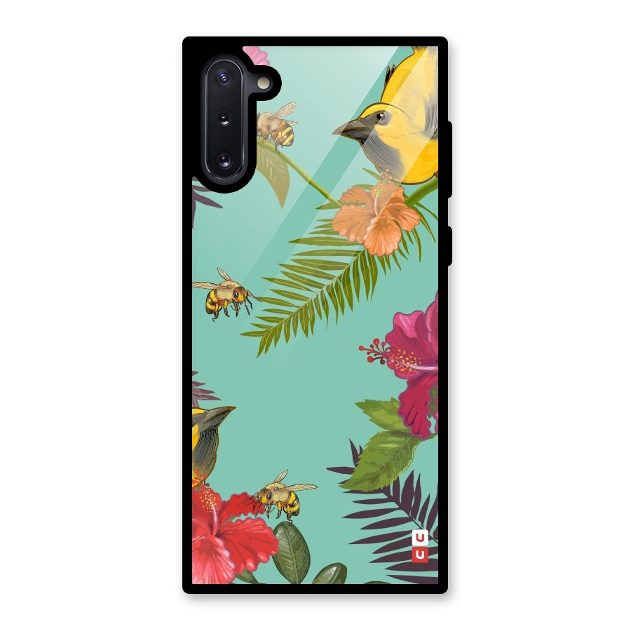 Flower Bird and Bee Glass Back Case for Galaxy Note 10