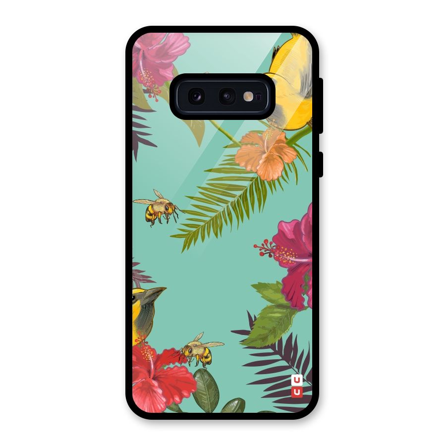 Flower Bird and Bee Glass Back Case for Galaxy S10e