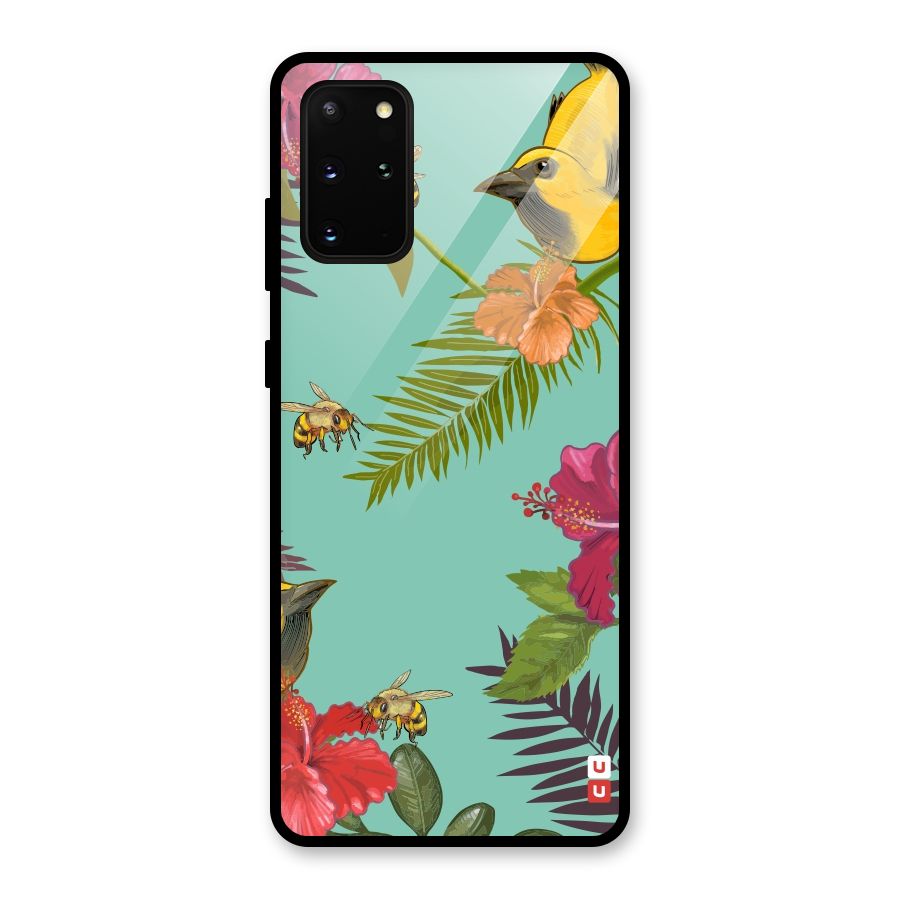 Flower Bird and Bee Glass Back Case for Galaxy S20 Plus