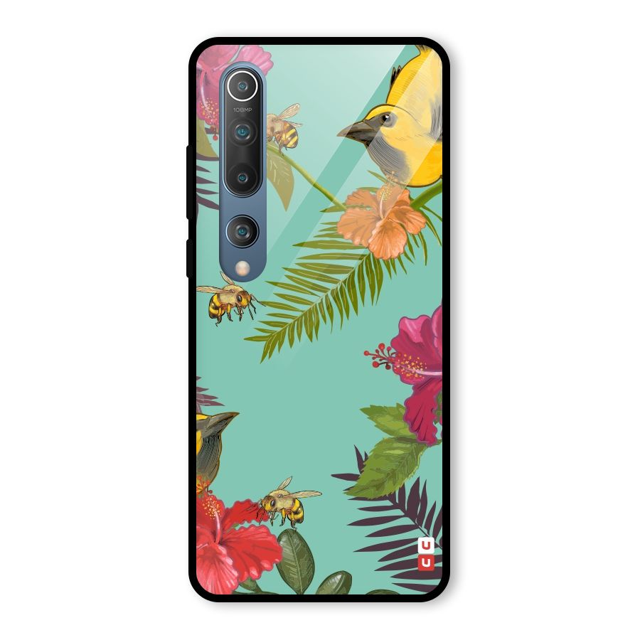 Flower Bird and Bee Glass Back Case for Mi 10