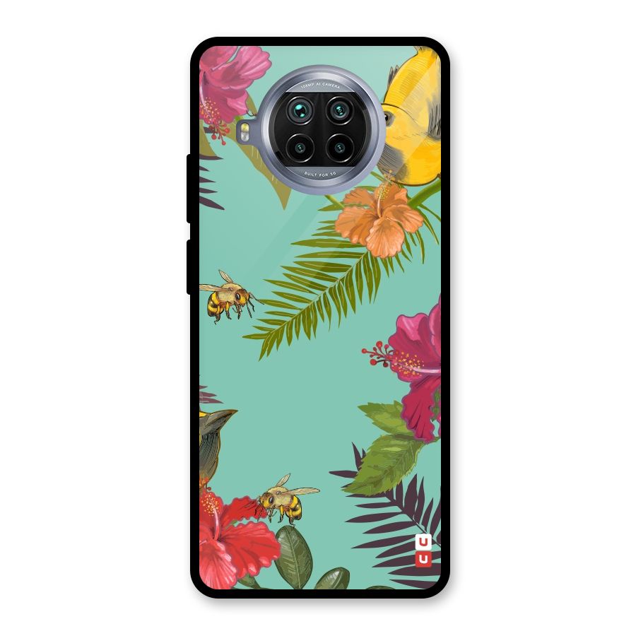 Flower Bird and Bee Glass Back Case for Mi 10i