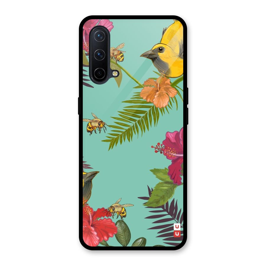 Flower Bird and Bee Glass Back Case for OnePlus Nord CE 5G