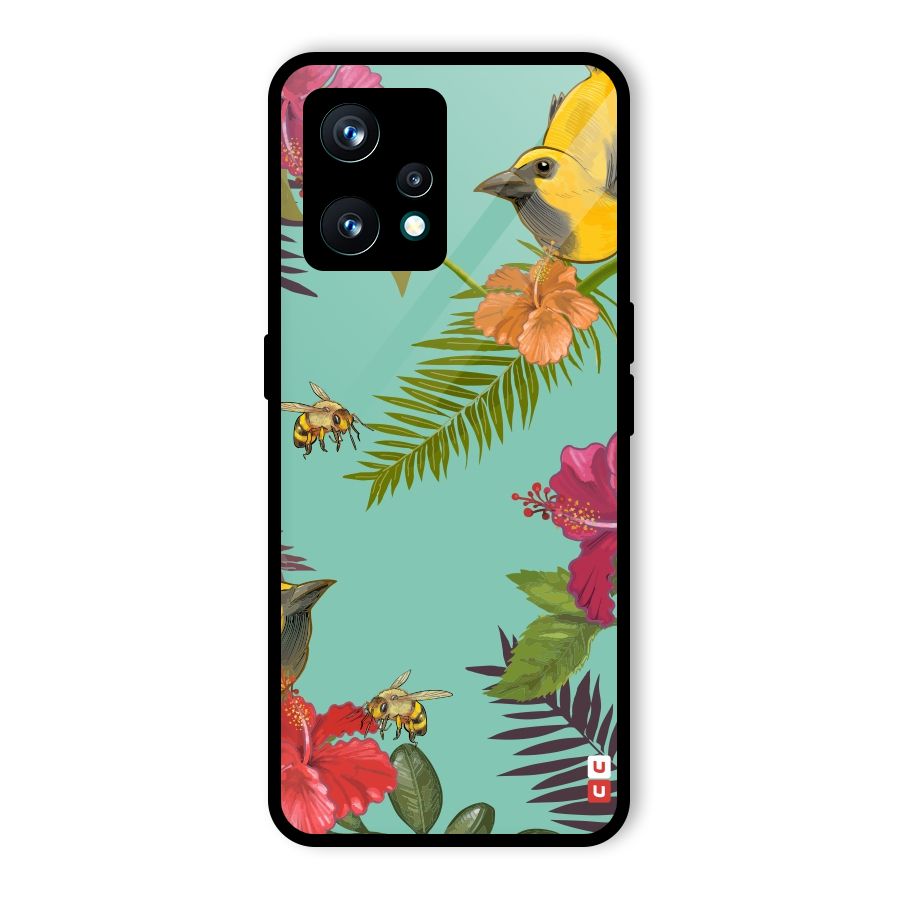 Flower Bird and Bee Glass Back Case for Realme 9 Pro Plus 5G