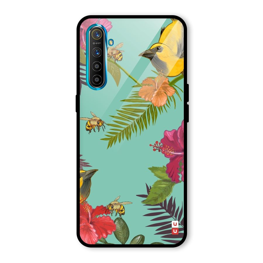 Flower Bird and Bee Glass Back Case for Realme X2