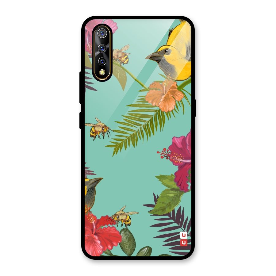 Flower Bird and Bee Glass Back Case for Vivo S1