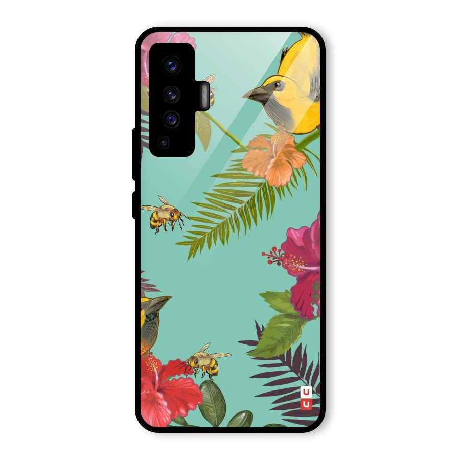 Flower Bird and Bee Glass Back Case for Vivo X50