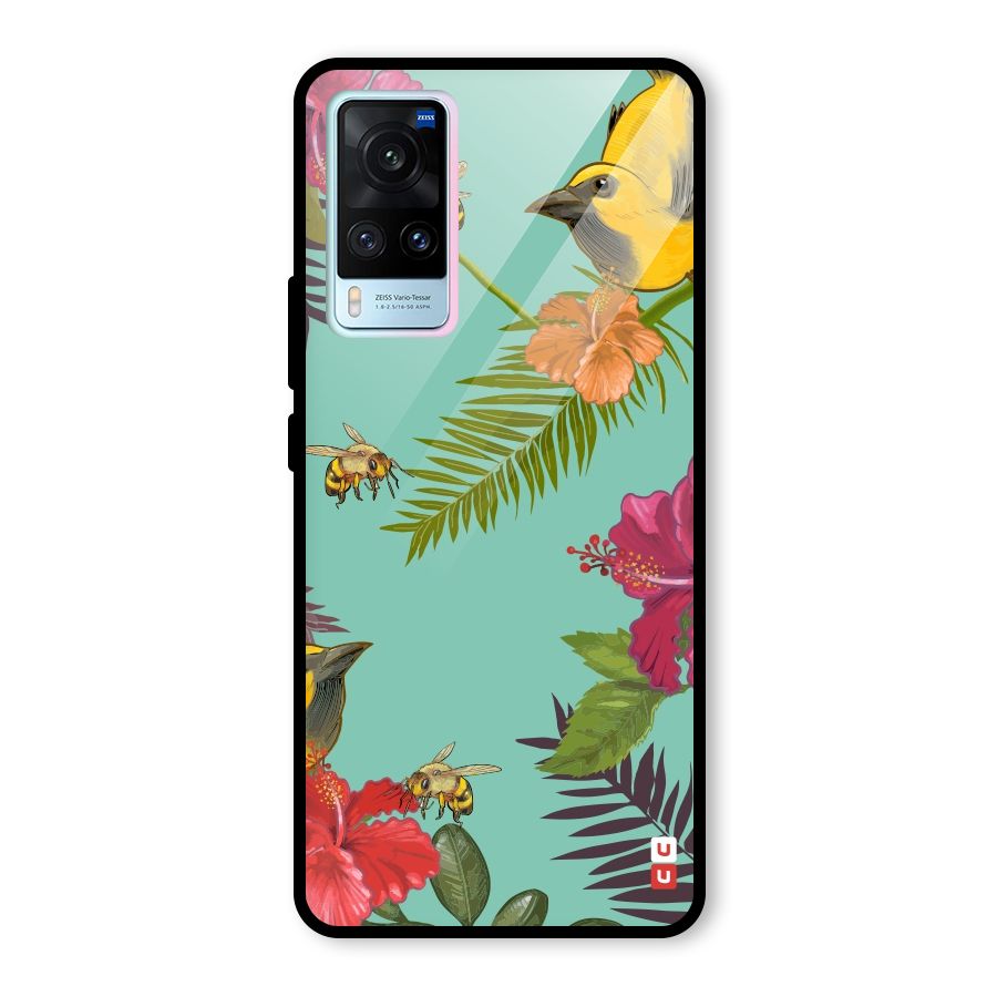 Flower Bird and Bee Glass Back Case for Vivo X60