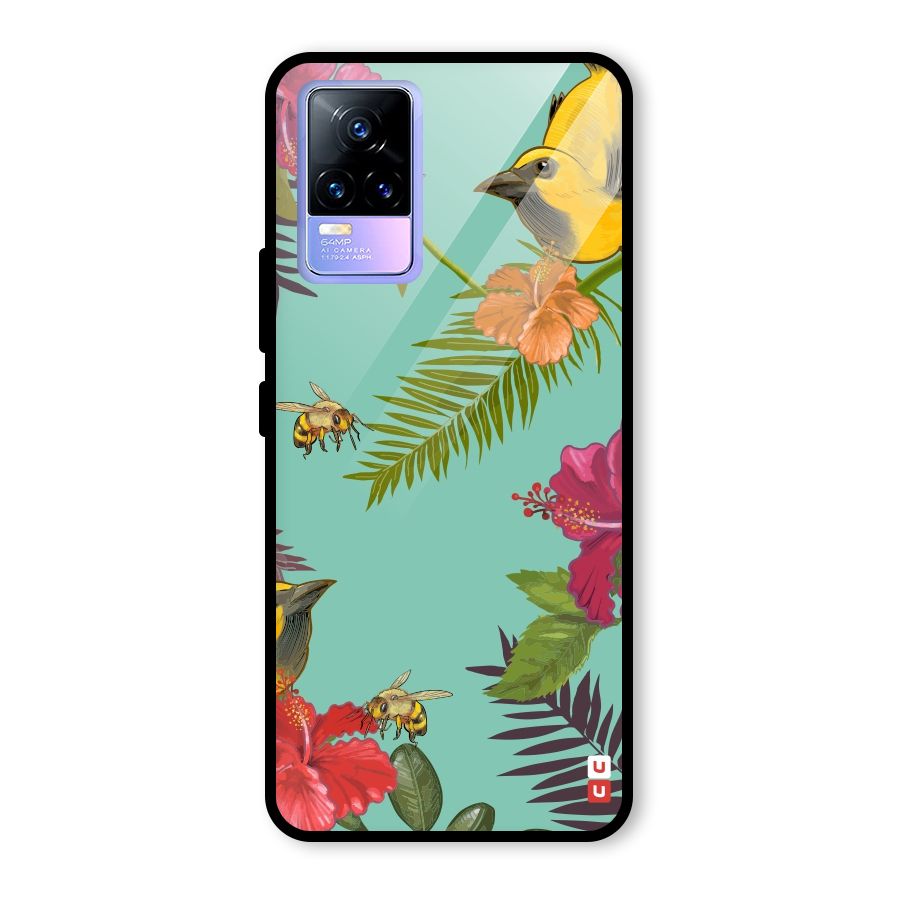 Flower Bird and Bee Glass Back Case for Vivo Y73