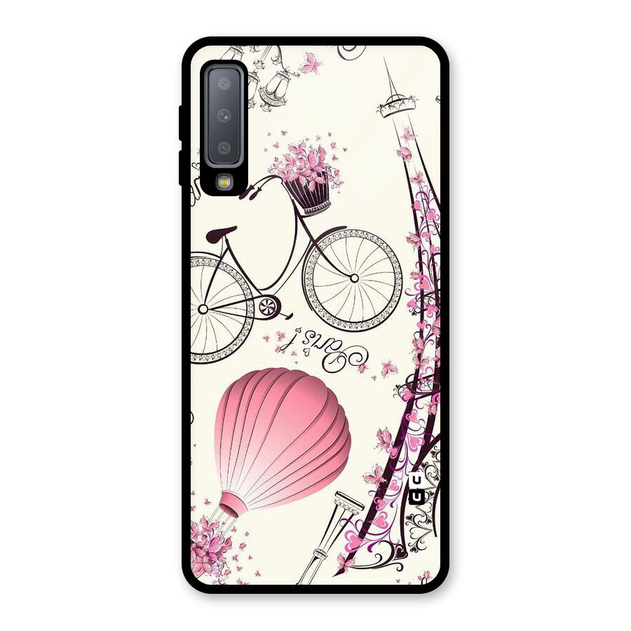 Flower Clipart Design Glass Back Case for Galaxy A7 (2018)
