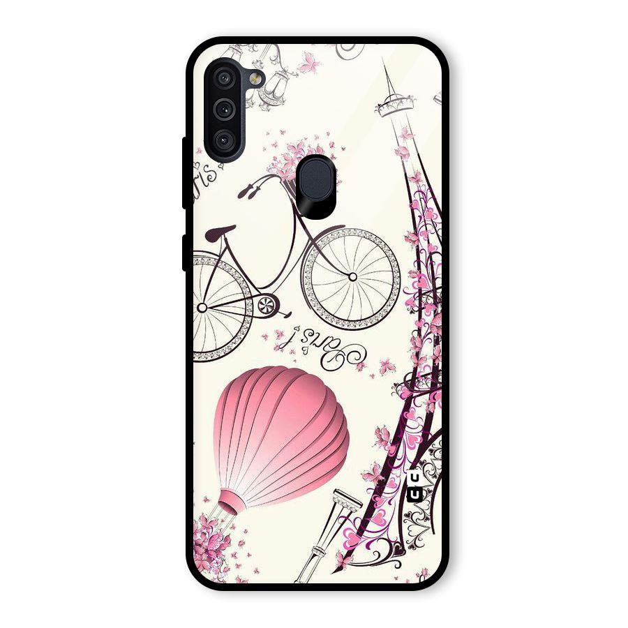 Flower Clipart Design Glass Back Case for Galaxy M11