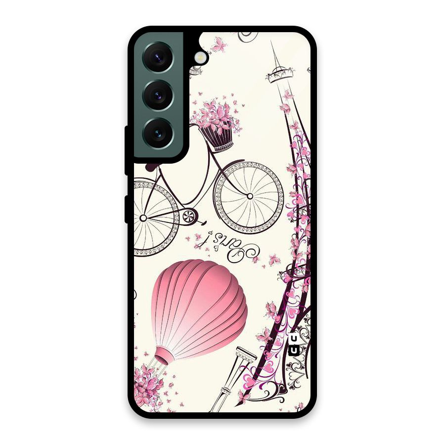 Flower Clipart Design Glass Back Case for Galaxy S22 5G