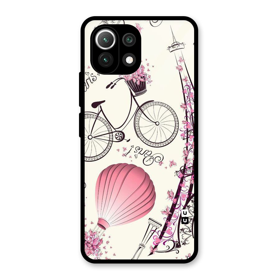 Flower Clipart Design Glass Back Case for Mi 11 Lite NE 5G