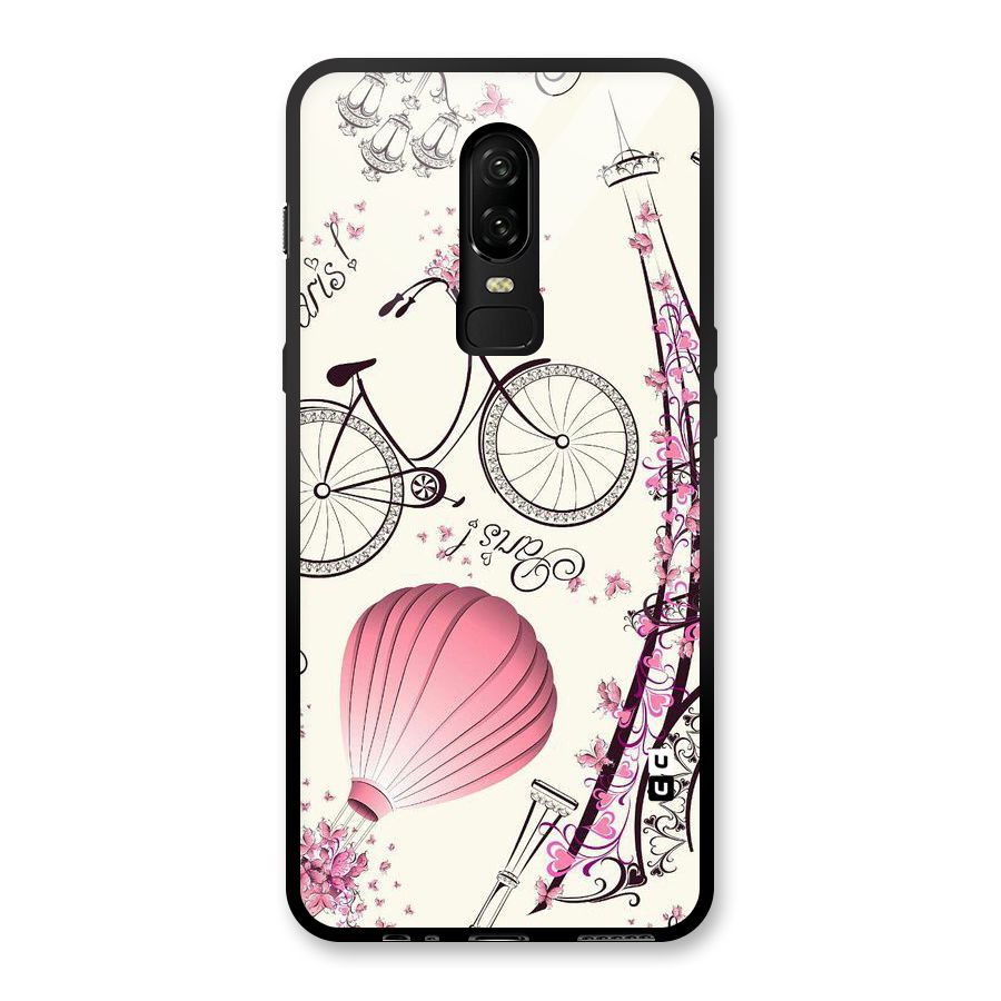 Flower Clipart Design Glass Back Case for OnePlus 6