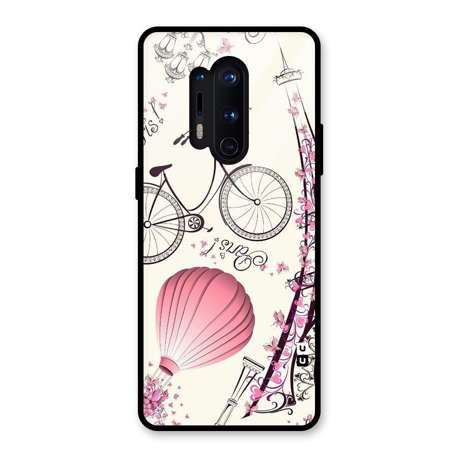 Flower Clipart Design Glass Back Case for OnePlus 8 Pro
