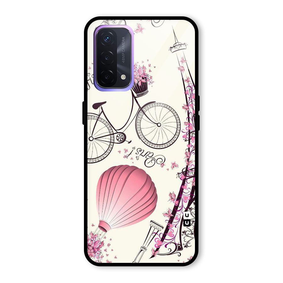 Flower Clipart Design Glass Back Case for Oppo A74 5G