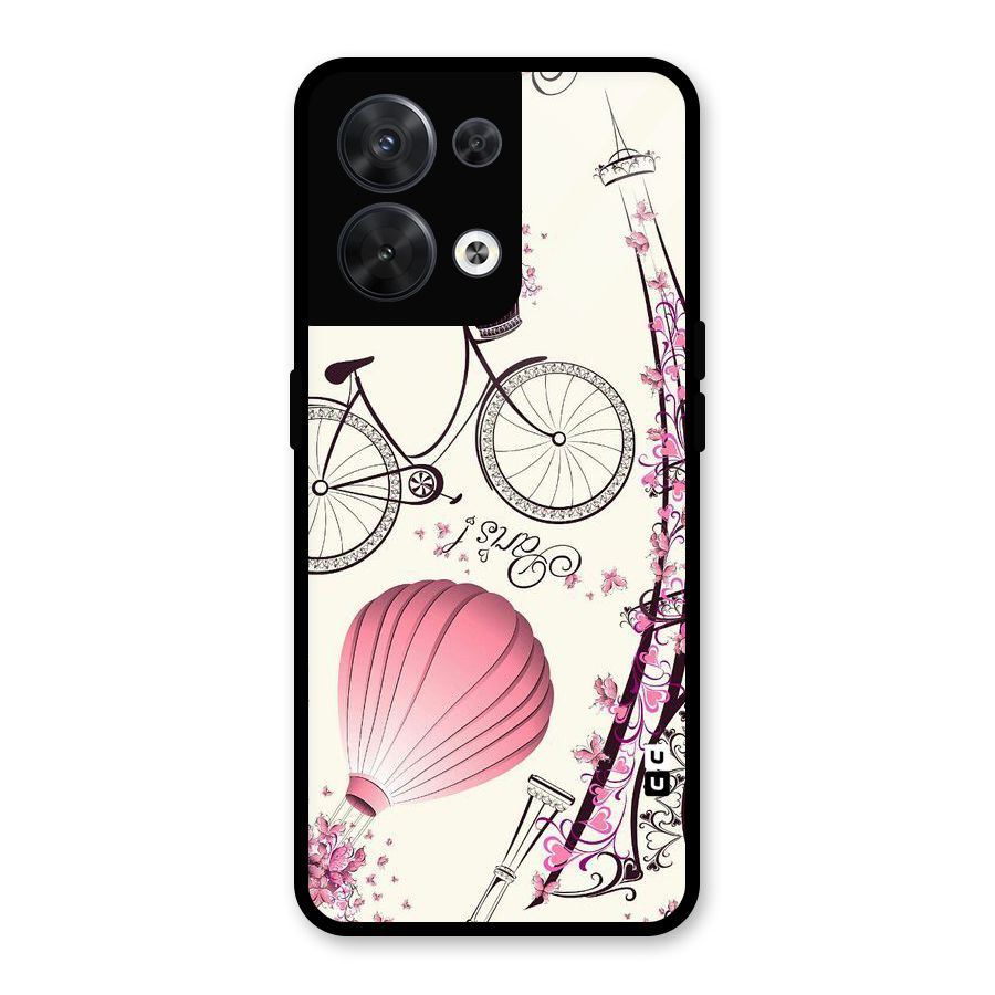 Flower Clipart Design Glass Back Case for Oppo Reno8 5G
