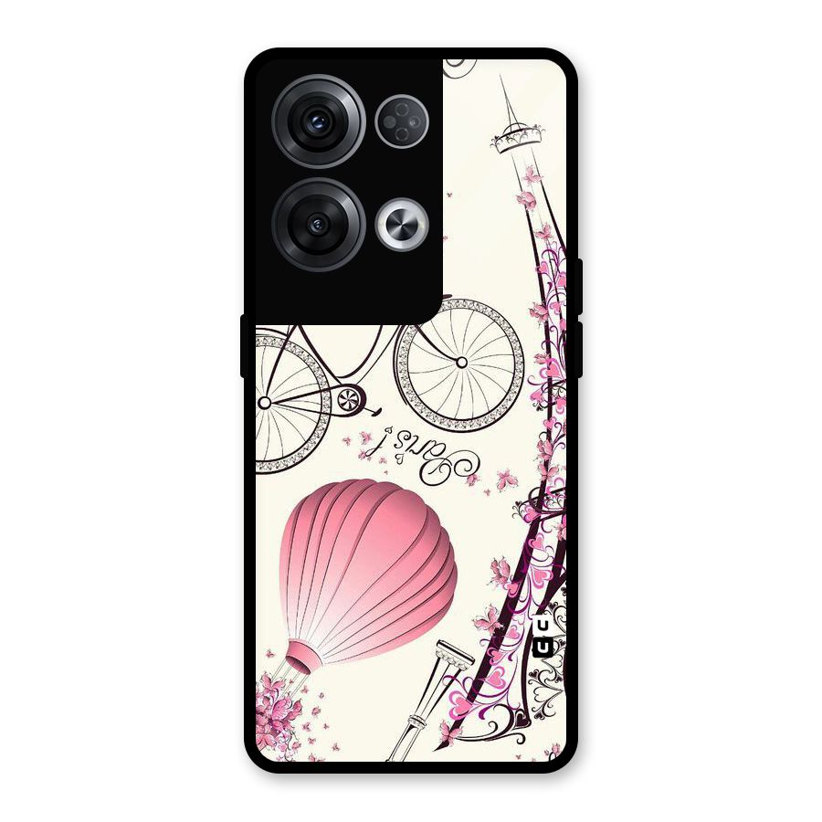 Flower Clipart Design Glass Back Case for Oppo Reno8 Pro 5G