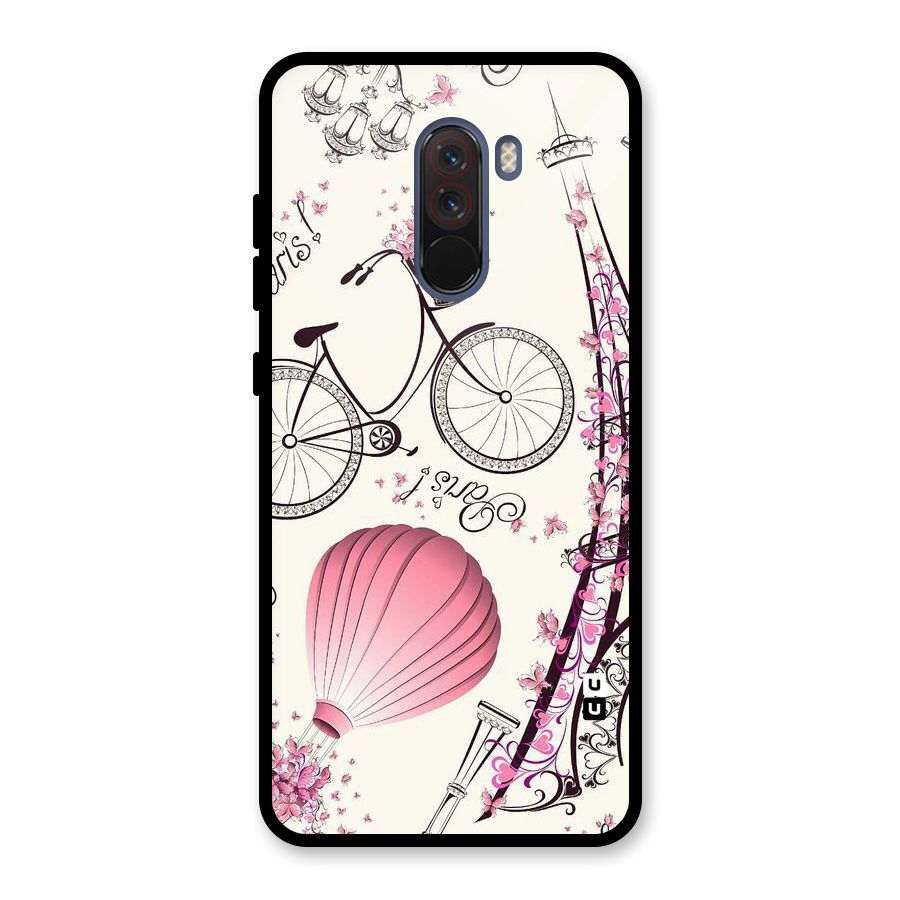 Flower Clipart Design Glass Back Case for Poco F1