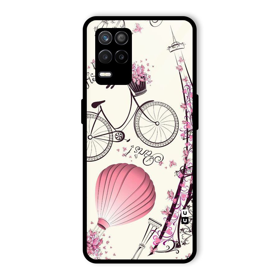 Flower Clipart Design Glass Back Case for Realme 8 5G