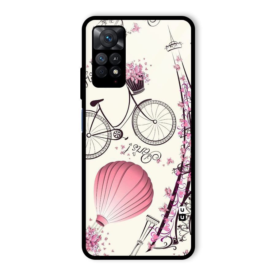 Flower Clipart Design Glass Back Case for Redmi Note 11 Pro
