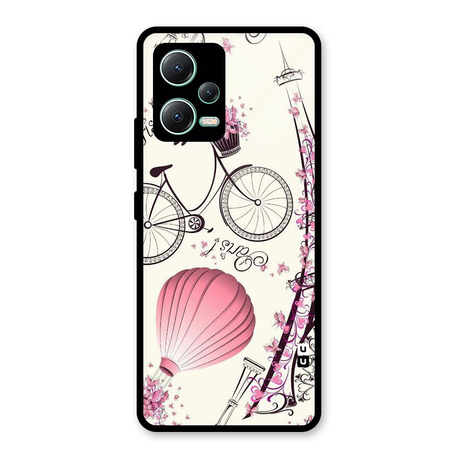 Flower Clipart Design Glass Back Case for Redmi Note 12 5G