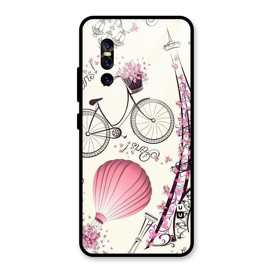 Flower Clipart Design Glass Back Case for Vivo V15 Pro