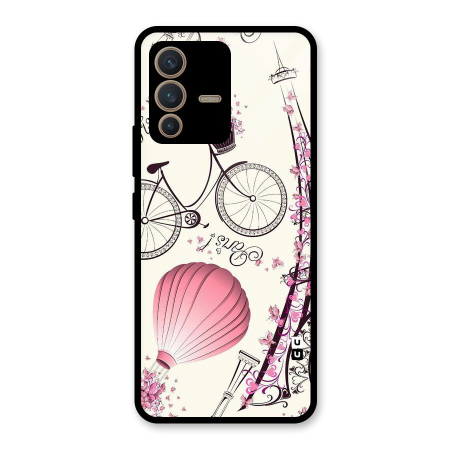 Flower Clipart Design Glass Back Case for Vivo V23 5G