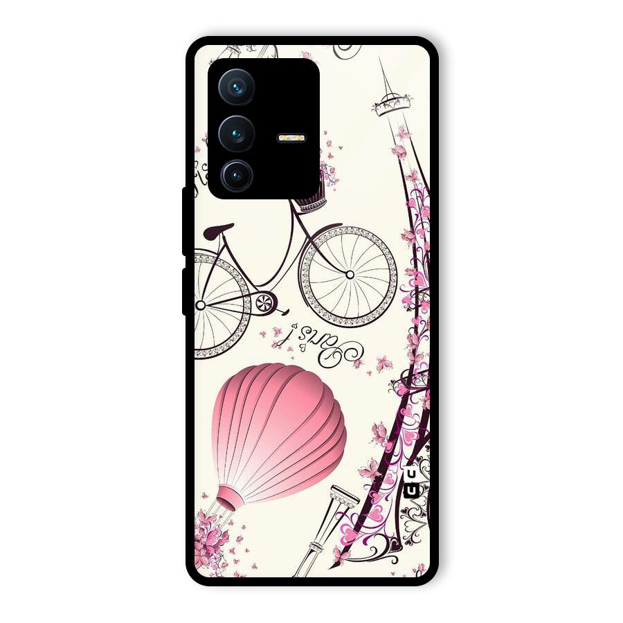 Flower Clipart Design Glass Back Case for Vivo V23 Pro