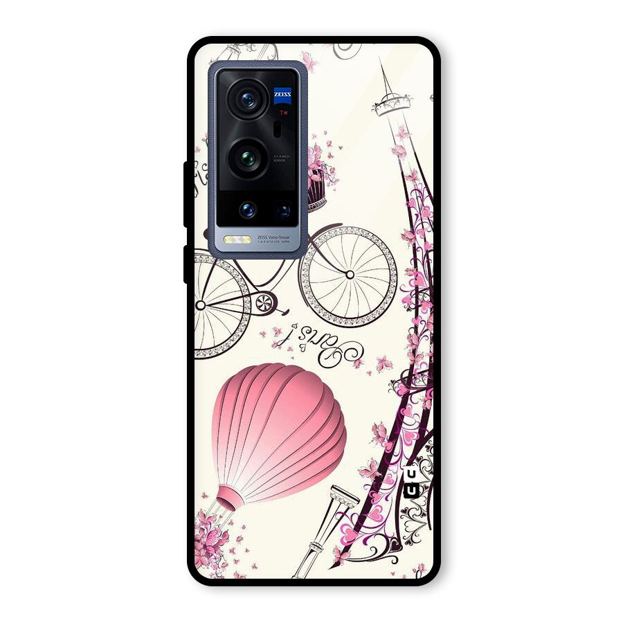 Flower Clipart Design Glass Back Case for Vivo X60 Pro Plus