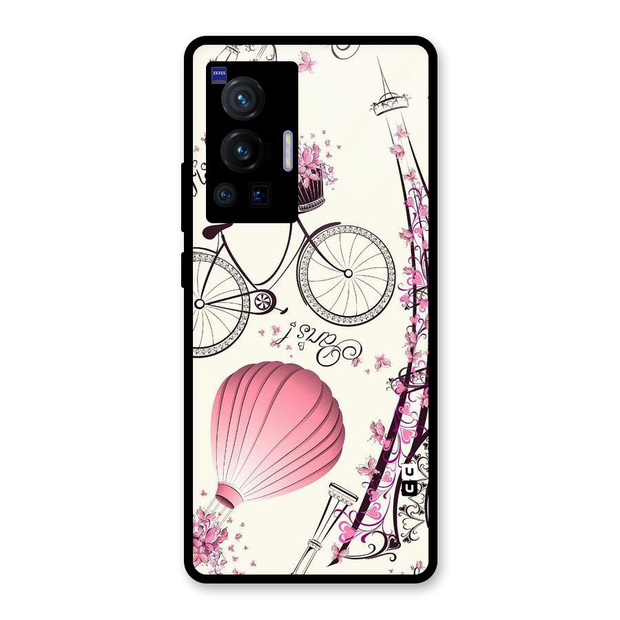 Flower Clipart Design Glass Back Case for Vivo X70 Pro