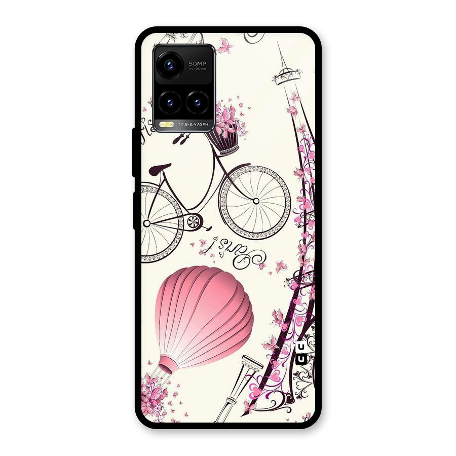 Flower Clipart Design Glass Back Case for Vivo Y21A