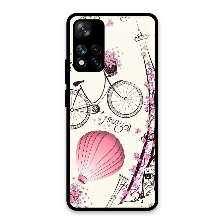 Flower Clipart Design Glass Back Case for Xiaomi 11i HyperCharge 5G