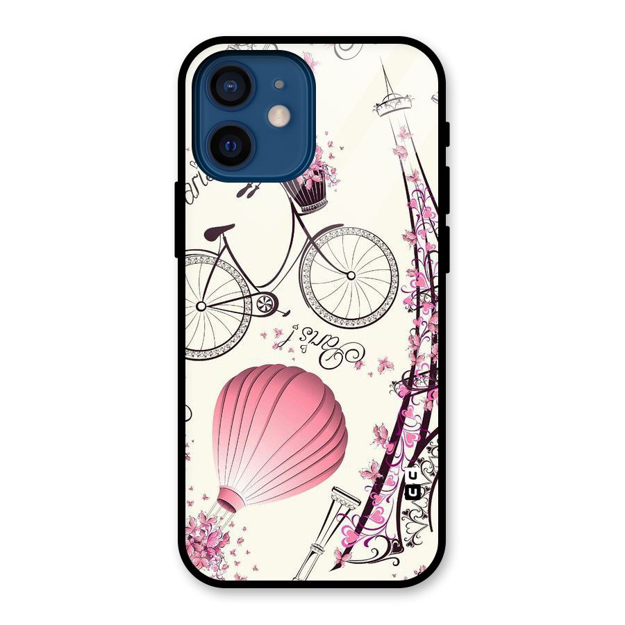 Flower Clipart Design Glass Back Case for iPhone 12 Mini