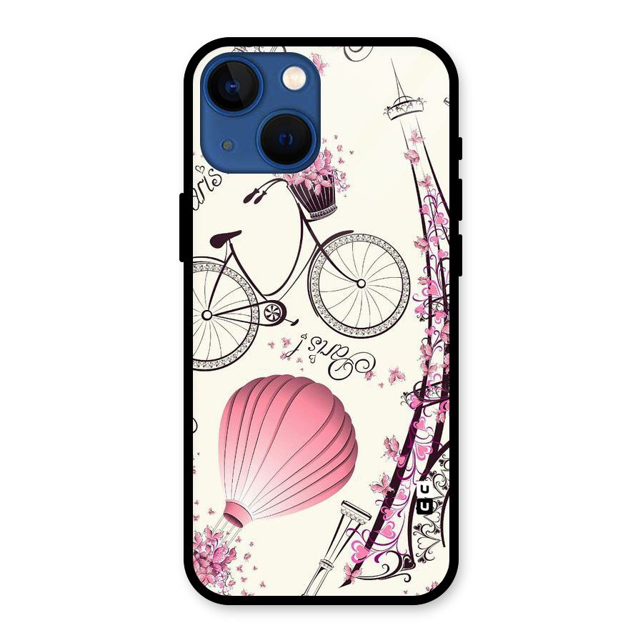 Flower Clipart Design Glass Back Case for iPhone 13 Mini