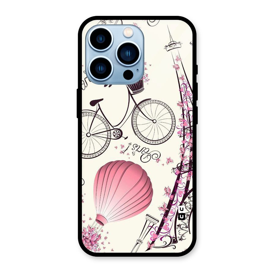 Flower Clipart Design Glass Back Case for iPhone 13 Pro