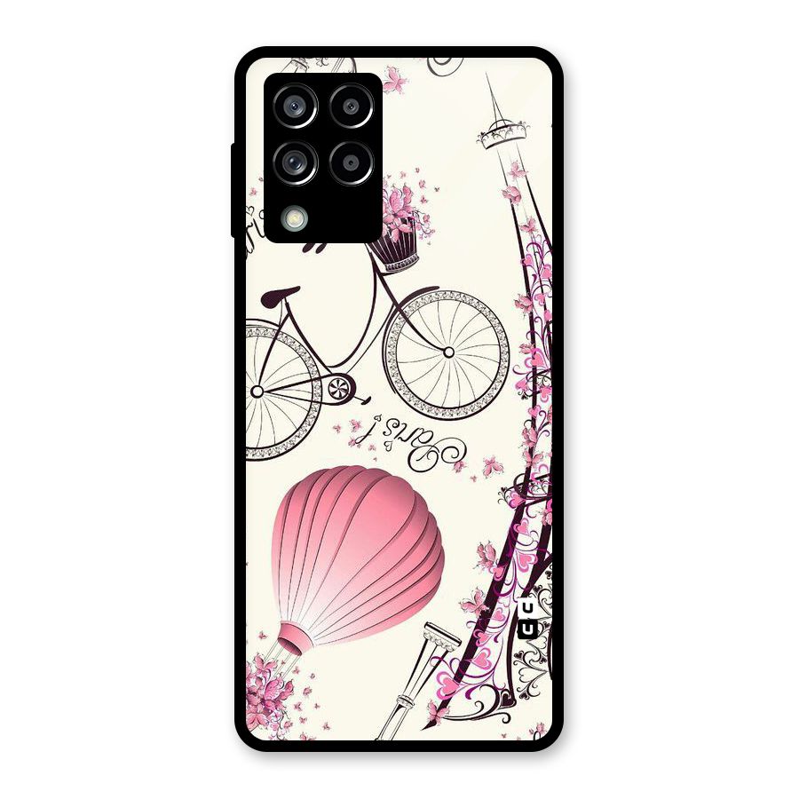 Flower Clipart Glass Back Case for Galaxy M53 5G