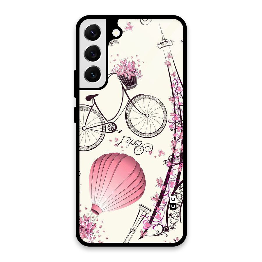 Flower Clipart Glass Back Case for Galaxy S22 Plus 5G