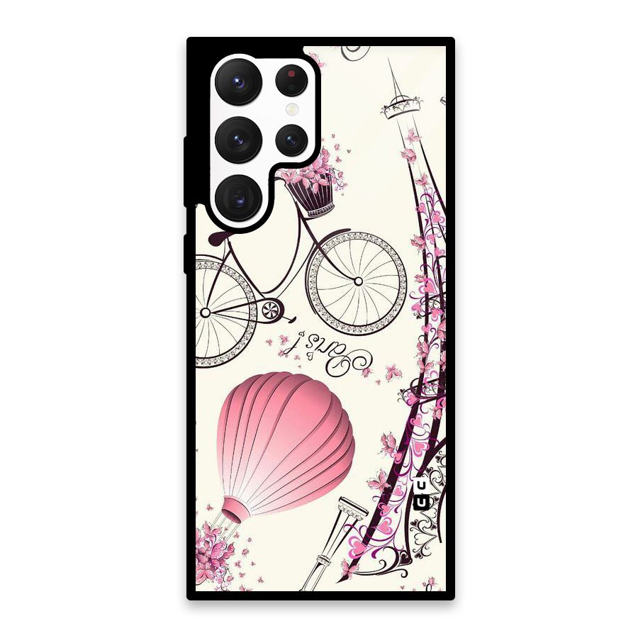 Flower Clipart Glass Back Case for Galaxy S22 Ultra 5G