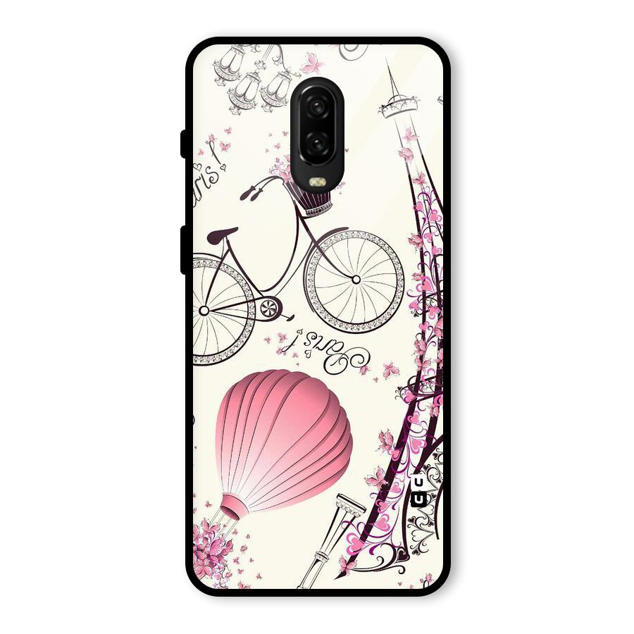 Flower Clipart Glass Back Case for OnePlus 6T