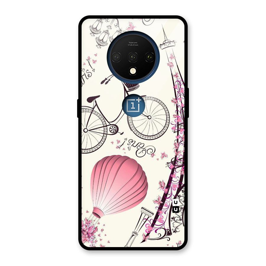 Flower Clipart Glass Back Case for OnePlus 7T