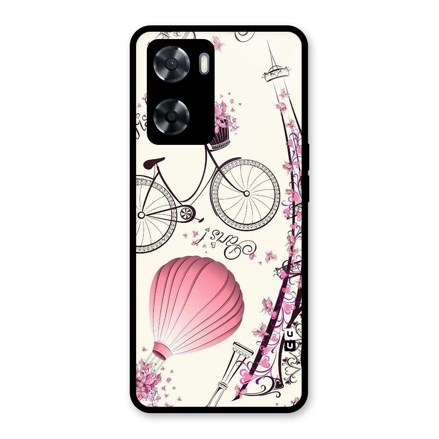 Flower Clipart Glass Back Case for Oppo A57 2022